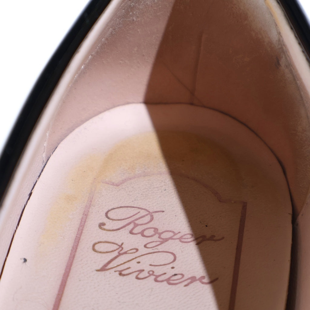 Roger Vivier(ロジェヴィヴィエ) ヴィヴ レンジャー パテントレザー ローファー シューズ 革靴 ストラスバックル ブラック RVW54825880D1PB999 レディース