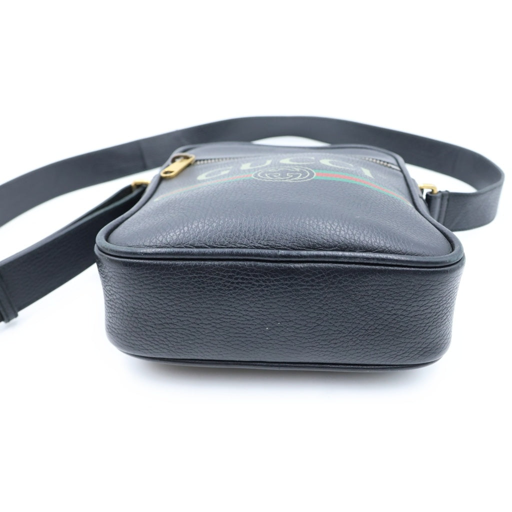GUCCI(グッチ) グッチ プリント ショルダーバッグ ブラック レザー 523591 レディース