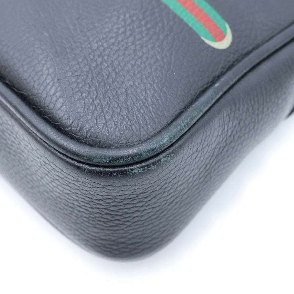 GUCCI(グッチ) グッチ プリント ショルダーバッグ ブラック レザー 523591 レディース