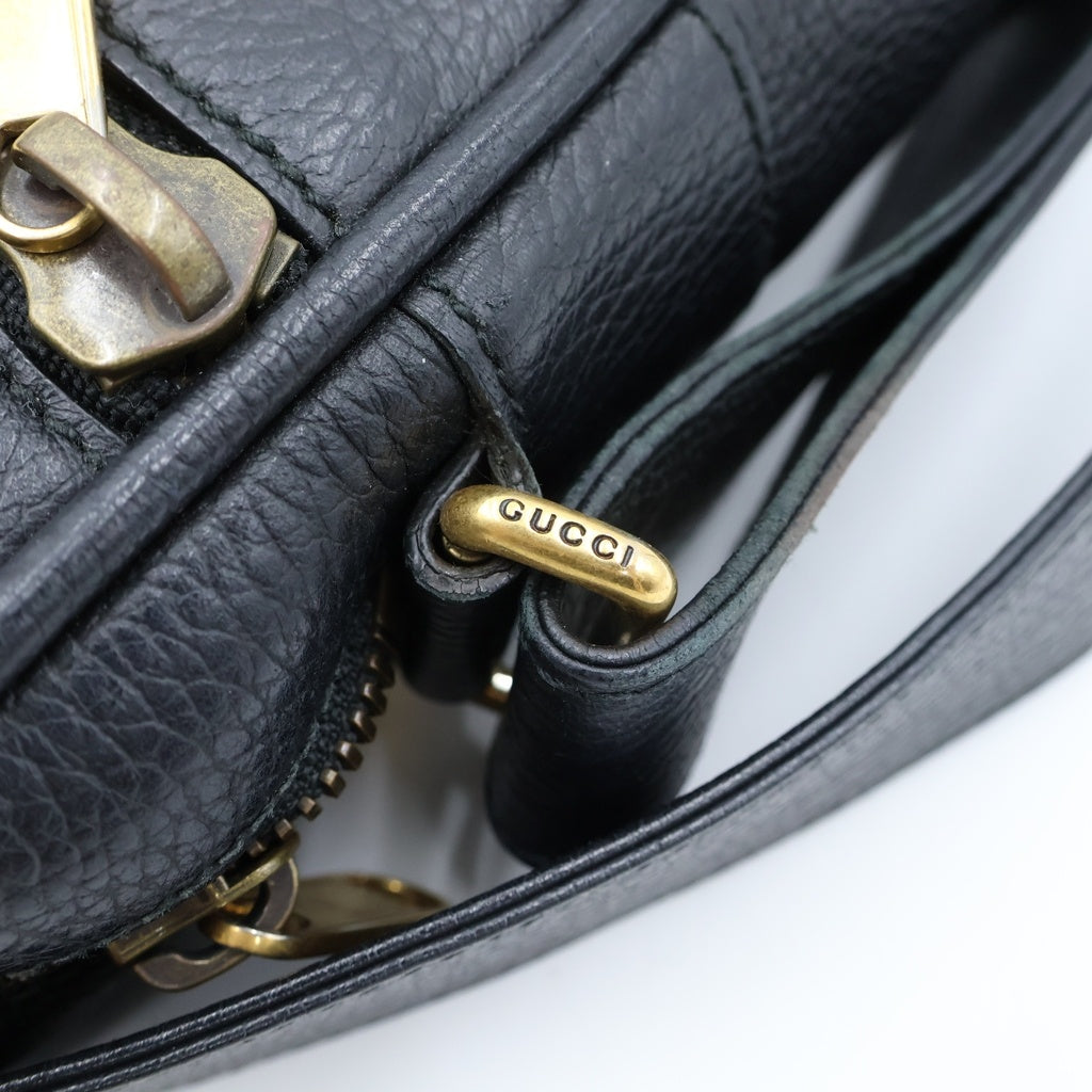 GUCCI(グッチ) グッチ プリント ショルダーバッグ ブラック レザー 523591 レディース