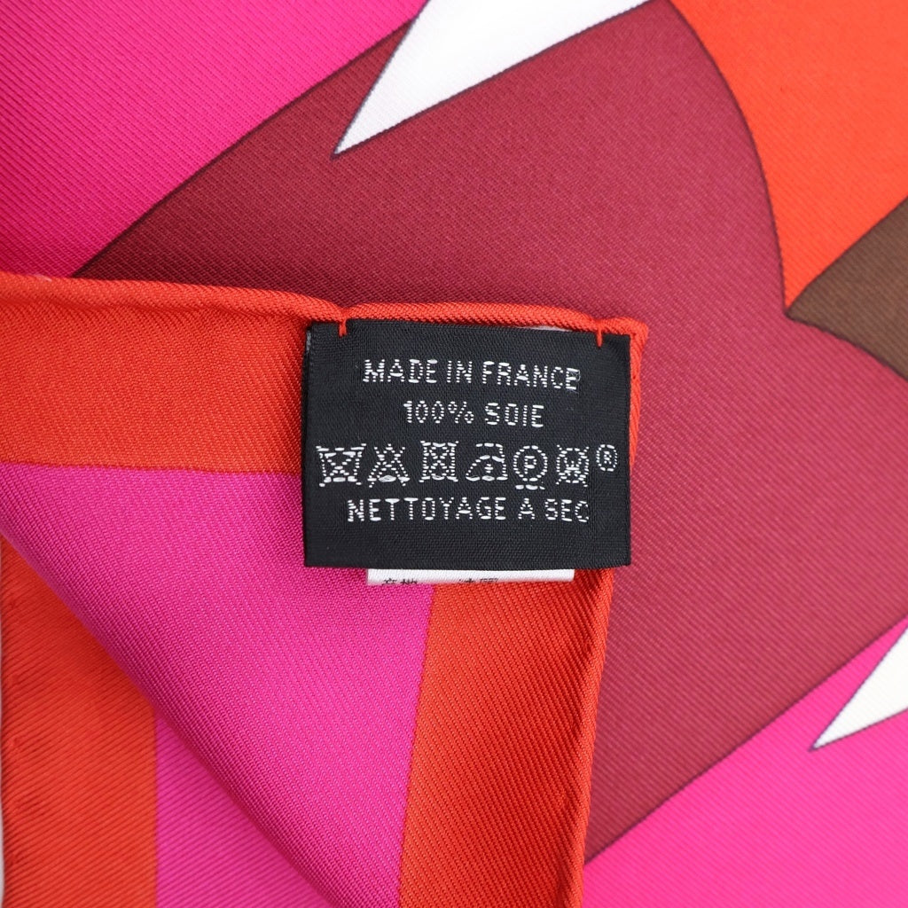 HERMES(エルメス) カレ90 シュヴァル・ドゥ・フェット スカーフ ピンク×レッド シルク レディース