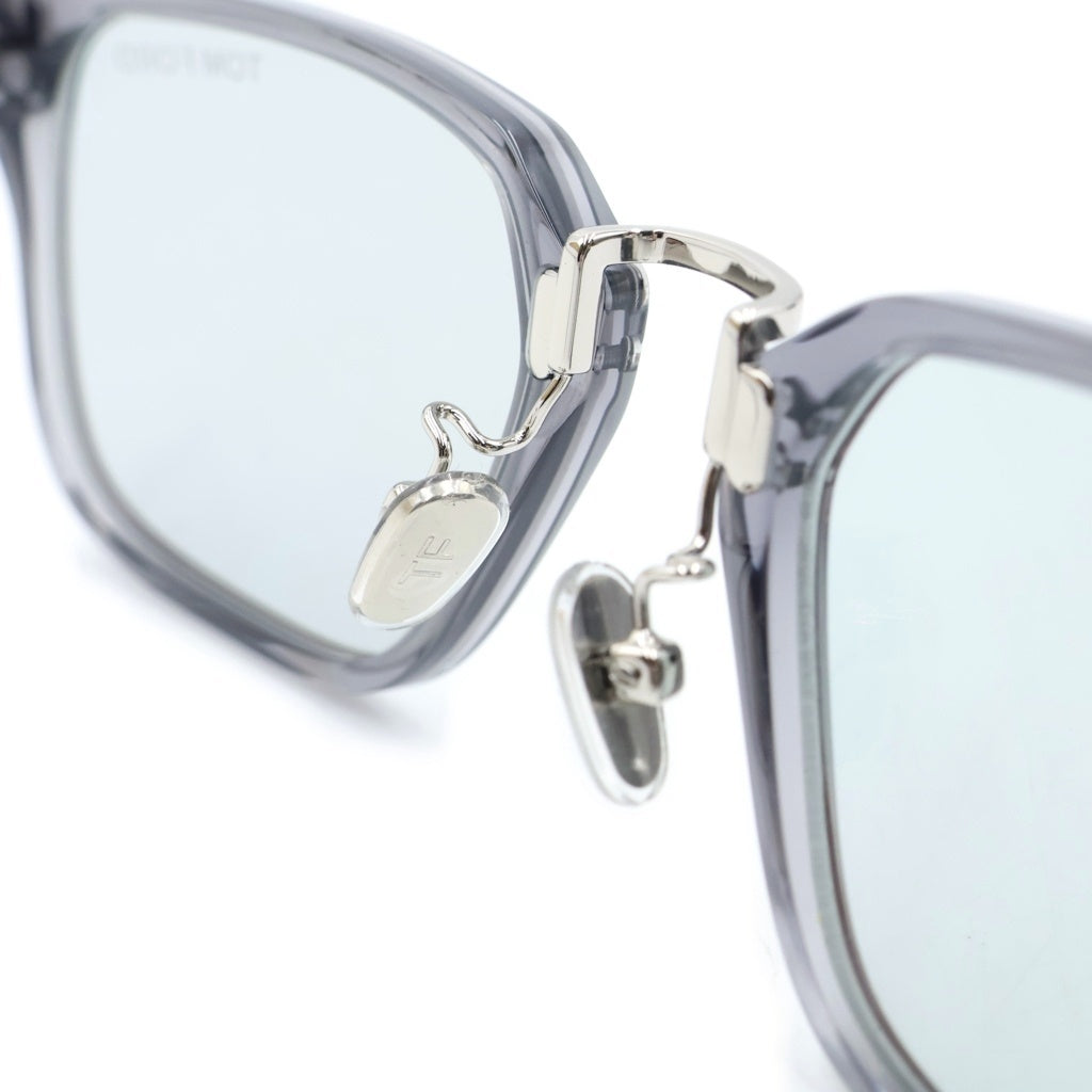 TOM FORD(トムフォード) メタル×プラスチック アジアンフィット スクエアフレーム クリア カラーサングラス アイウェア シルバー/グレー 52□21 TF1042-D