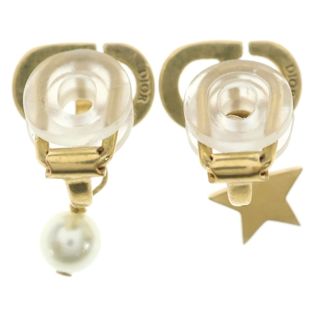 Christian Dior(クリスチャンディオール) CDロゴ ラインストーン フェイクパール スター イヤリング ゴールド レディース
