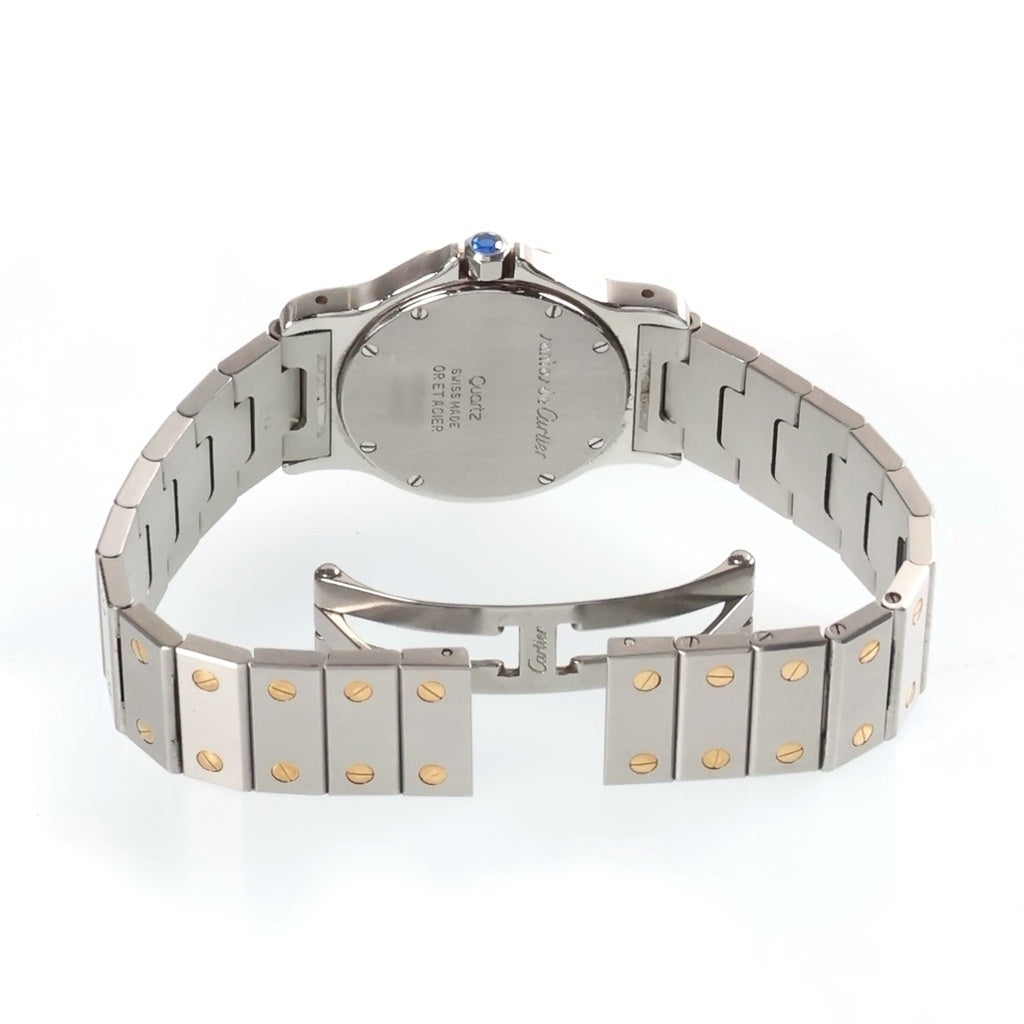 Cartier(カルティエ) サントス オクタゴンLM 白文字盤 ステンレス K18YG クォーツウォッチ 腕時計 シルバー/イエローゴールド W2001583