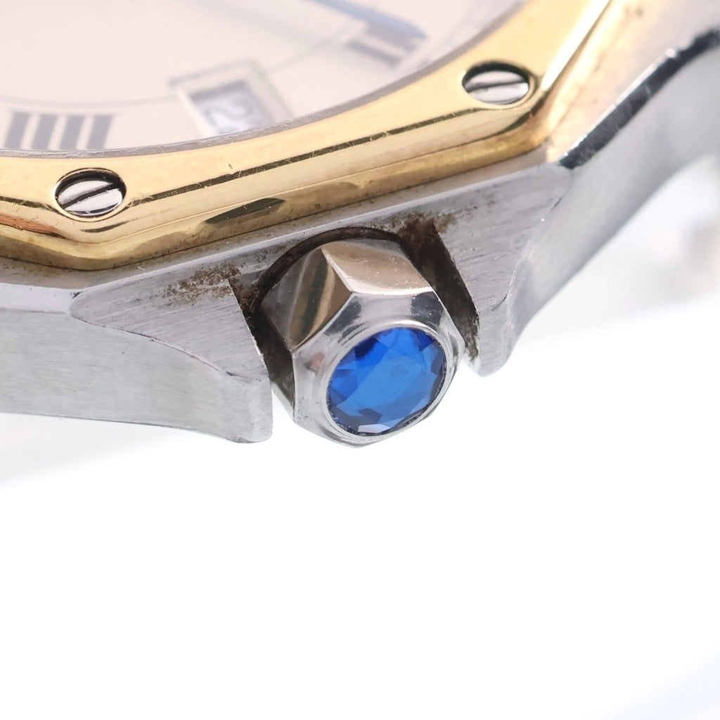 Cartier(カルティエ) サントス オクタゴンLM 白文字盤 ステンレス K18YG クォーツウォッチ 腕時計 シルバー/イエローゴールド W2001583