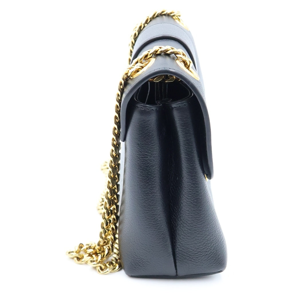 CELINE(セリーヌ) ヴィクトワール チェーンショルダーバッグ ティーン ブラック サプルカーフスキン 115853FDU.38NO ゴールド金具 レディース