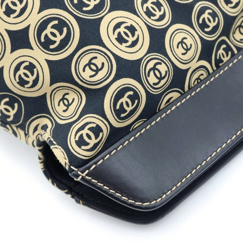 CHANEL(シャネル) ココマーク ハンドバッグ レザー コットン ブラック/ベージュ レディース