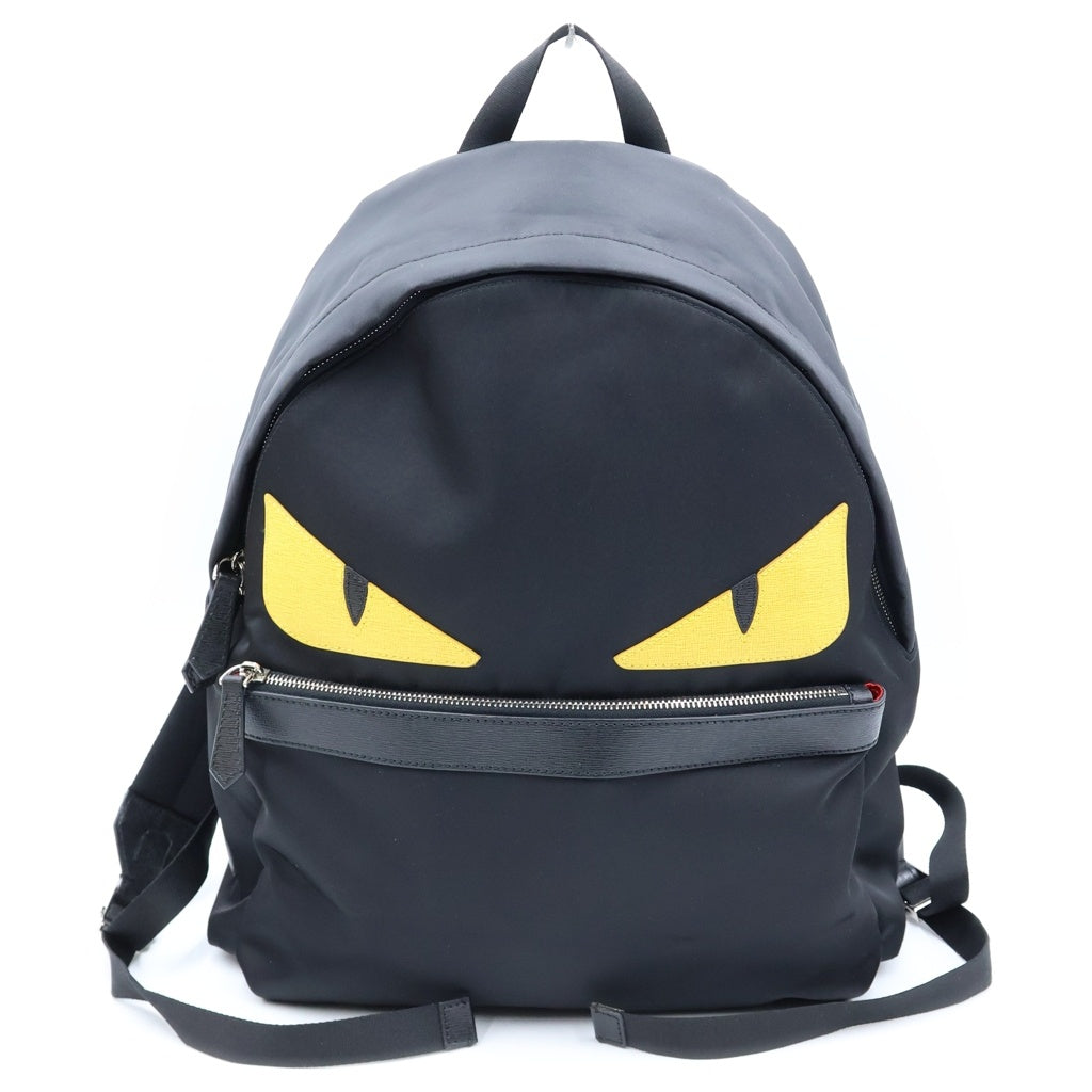FENDI(フェンディ) バグズ モンスター バックパック リュックサック ナイロン レザー ブラック/イエロー 7VZ012-1CE レディース