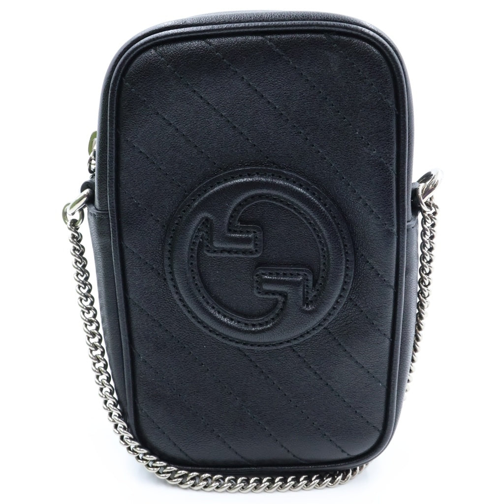 GUCCI(グッチ) ブロンディミニ チェーンショルダーバッグ レザー ブラック 760315 レディース