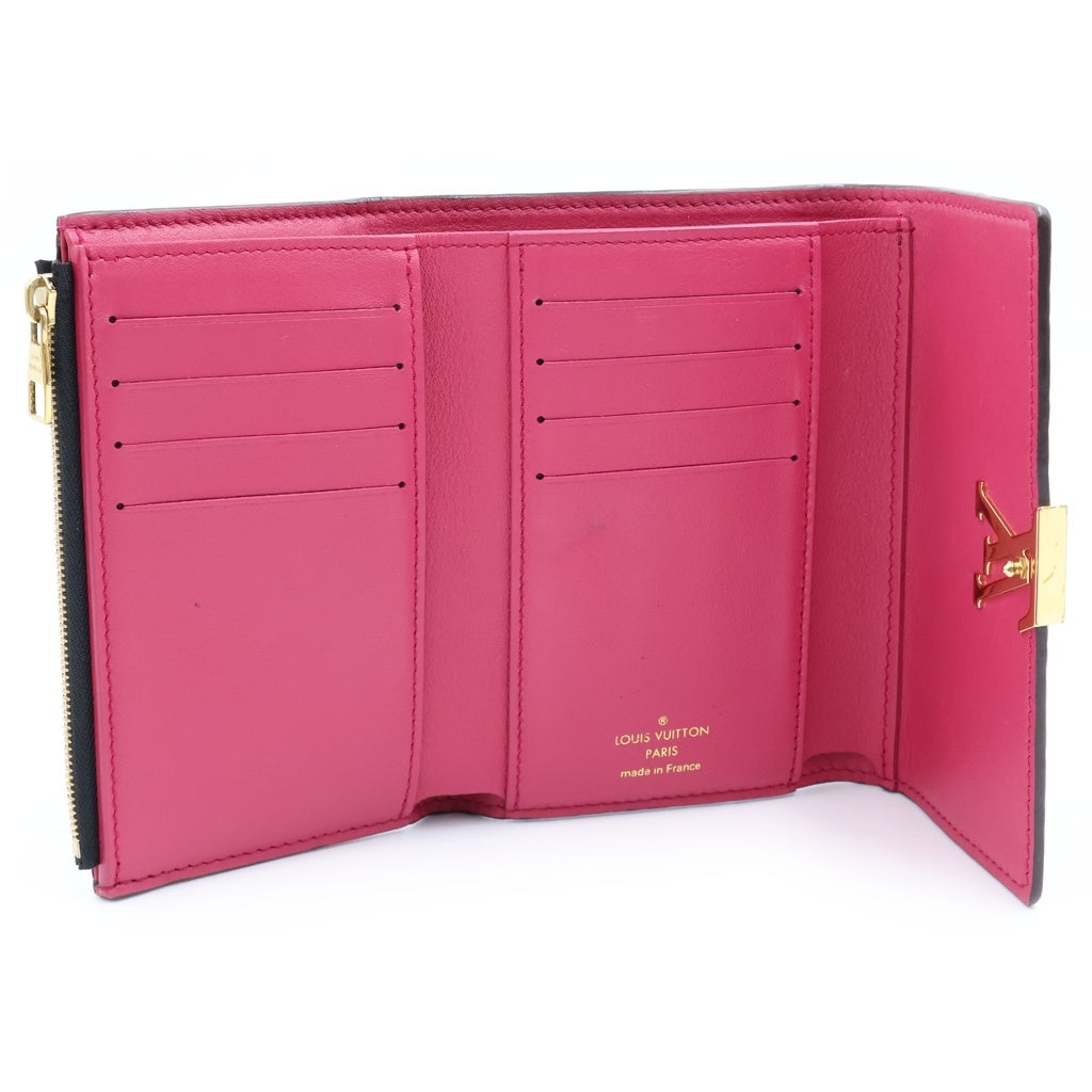 LOUIS VUITTON(ルイヴィトン) ルトフォイユ カプシーヌ コンパクトウォレット 三つ折り財布 ブラック レザー M62157 ゴールド金具 レディース