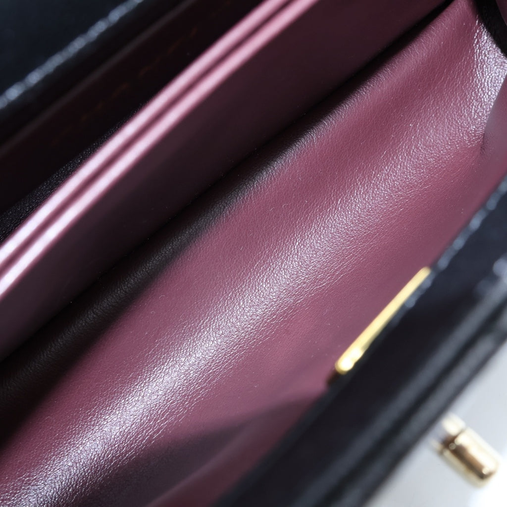 CHANEL(シャネル) トップハンドルXS 2WAYハンドバッグ チェーンショルダーバッグ ブラック キャビアスキン A92990 プレート ゴールド金具 レディース