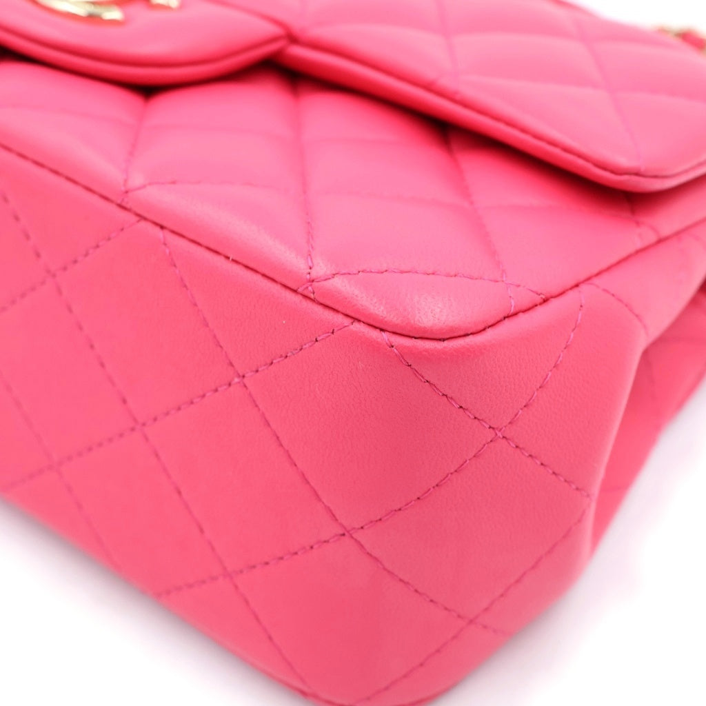 CHANEL(シャネル) マトラッセ トップハンドル ミニフラップバッグ チェーンショルダーバッグ フューシャピンク ラムスキン プレート AS2431 ゴールド金具 レディース
