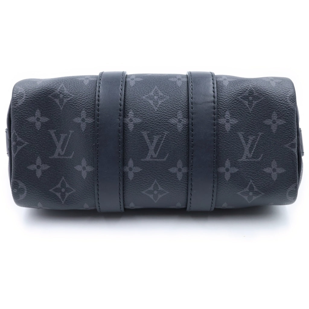 LOUIS VUITTON(ルイヴィトン) モノグラム・エクリプス キーポルバンドリエール25 PVC レザー シルバー金具 2WAY ハンドバッグ ショルダーバッグ ICタイプ ブラック M46271 レディース