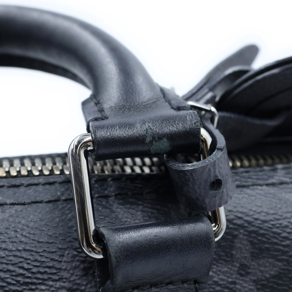 LOUIS VUITTON(ルイヴィトン) モノグラム・エクリプス キーポルバンドリエール25 PVC レザー シルバー金具 2WAY ハンドバッグ ショルダーバッグ ICタイプ ブラック M46271 レディース