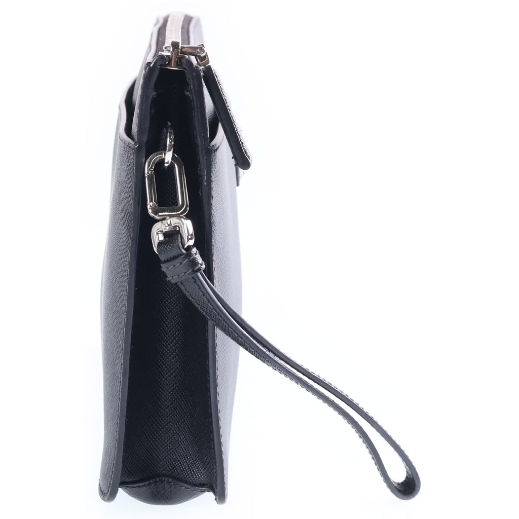 PRADA(プラダ) サフィアーノ クラッチバッグ セカンドバッグ ポーチ ブラック レザー 2VF032 シルバー金具