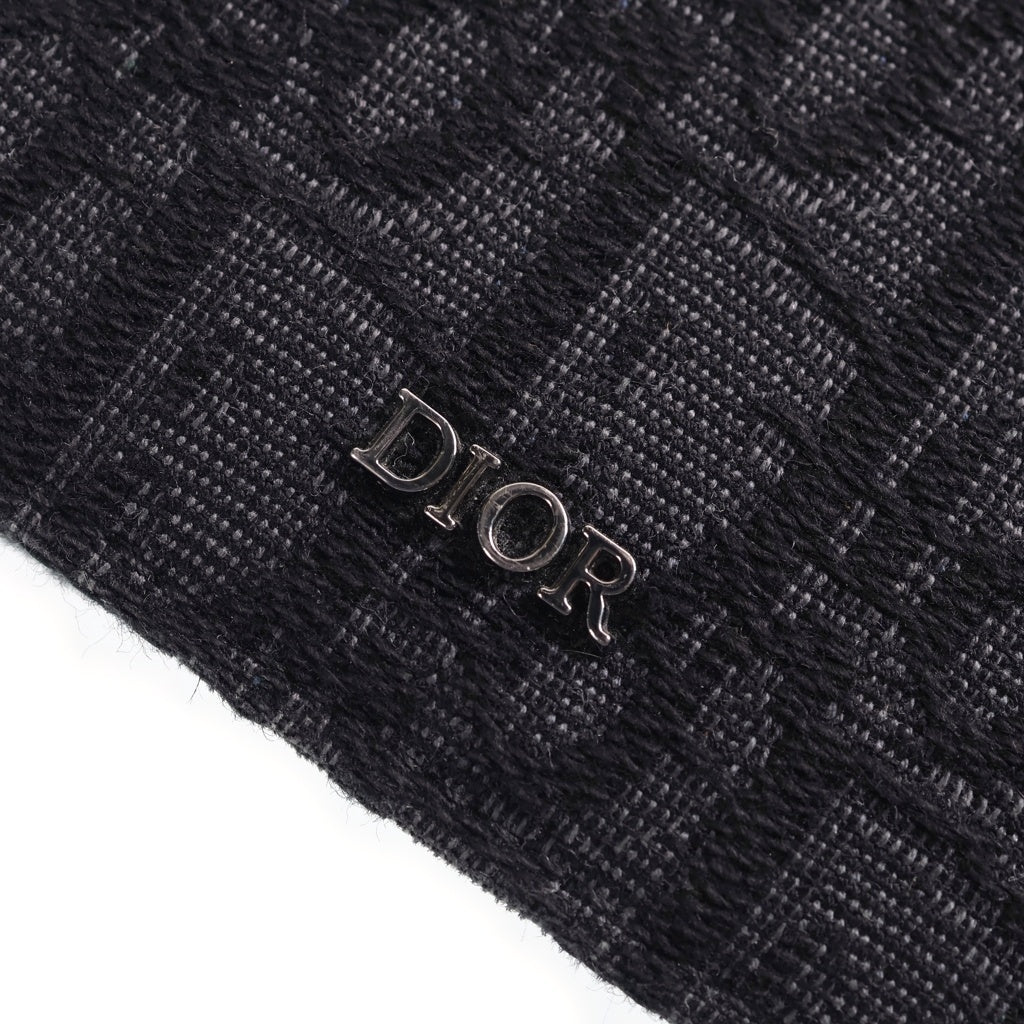 Christian Dior(クリスチャンディオール) オブリーク 二つ折り財布 コンパクトウォレット カードケース ブラック レザー×キャンバス レディース