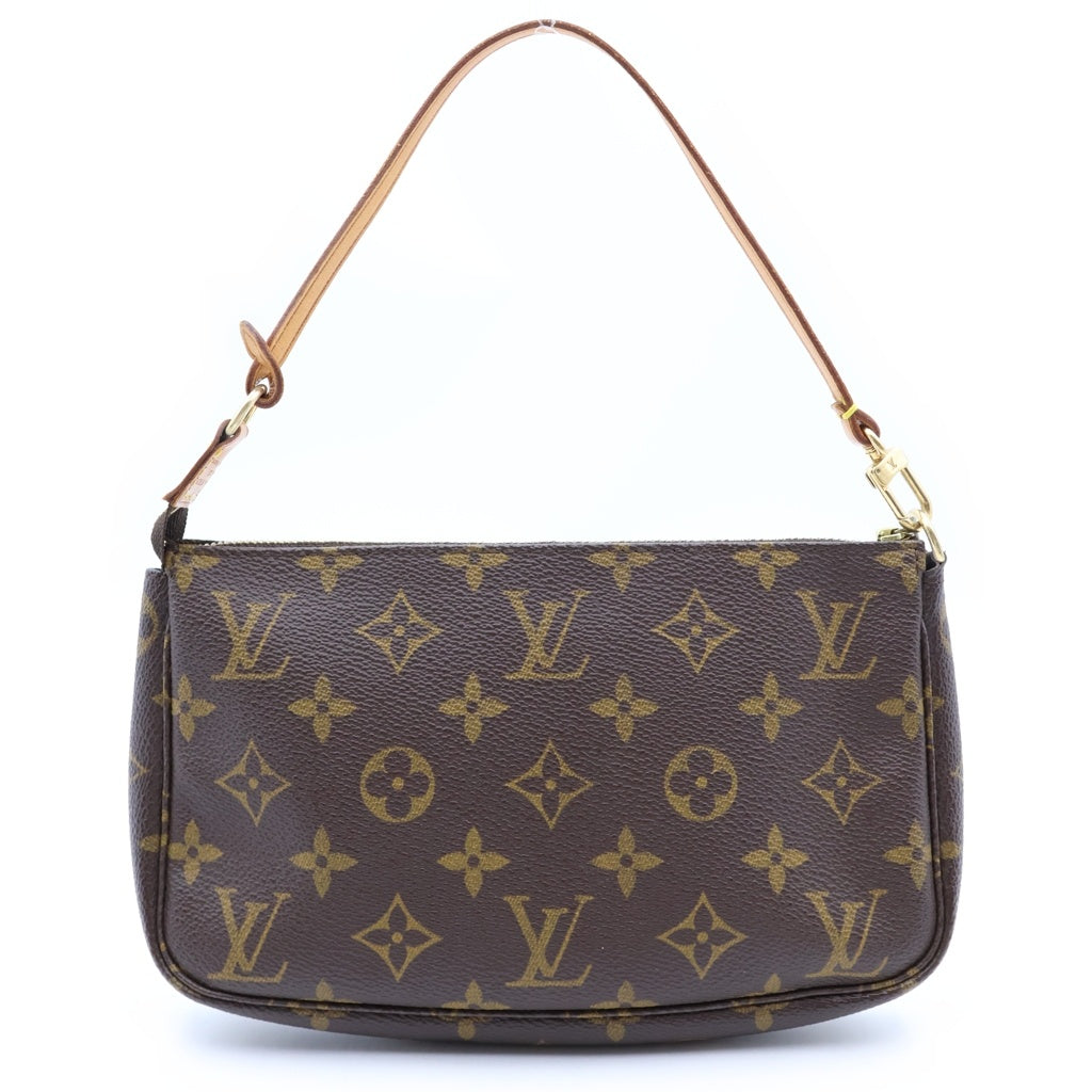 LOUIS VUITTON(ルイヴィトン) モノグラム ポシェットアクセソワール ハンドバッグ ミニバッグ ブラウン レザー×PVC M51980 ゴールド金具 レディース