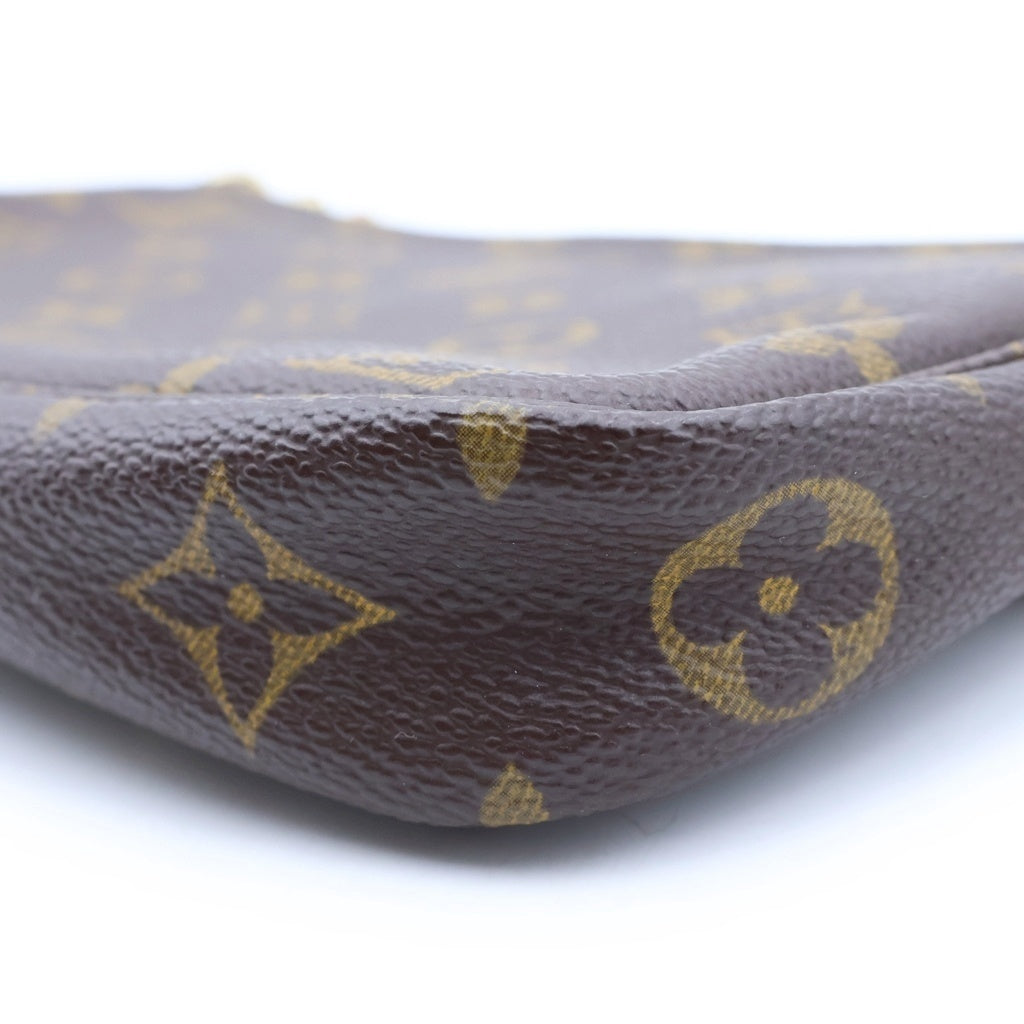 LOUIS VUITTON(ルイヴィトン) モノグラム ポシェットアクセソワール ハンドバッグ ミニバッグ ブラウン レザー×PVC M51980 ゴールド金具 レディース