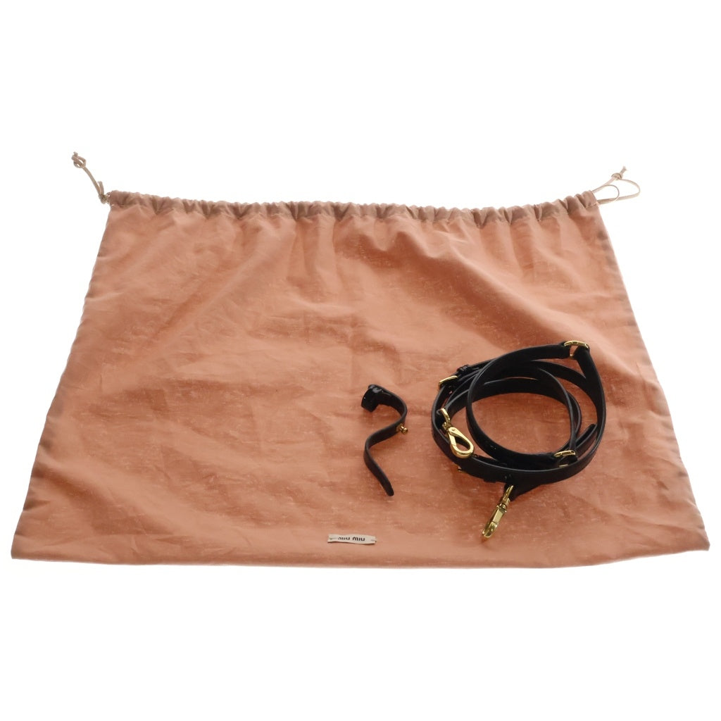 miumiu(ミュウミュウ) パテントレザー ミニ トップハンドル ハンド ショルダーバッグ ゴールド金具 ブラック レディース