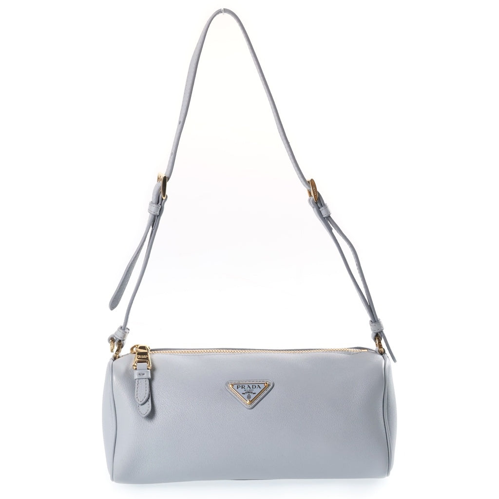 PRADA(プラダ) トライアングルロゴ ハンド ショルダーバッグ レザー ゴールド金具 ブルー 1BC239 レディース