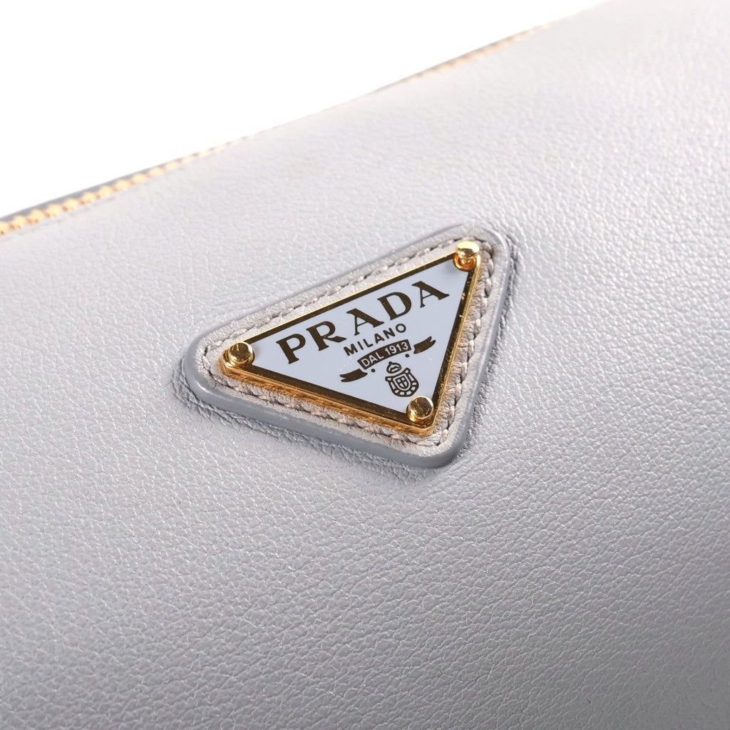 PRADA(プラダ) トライアングルロゴ ハンド ショルダーバッグ レザー ゴールド金具 ブルー 1BC239 レディース