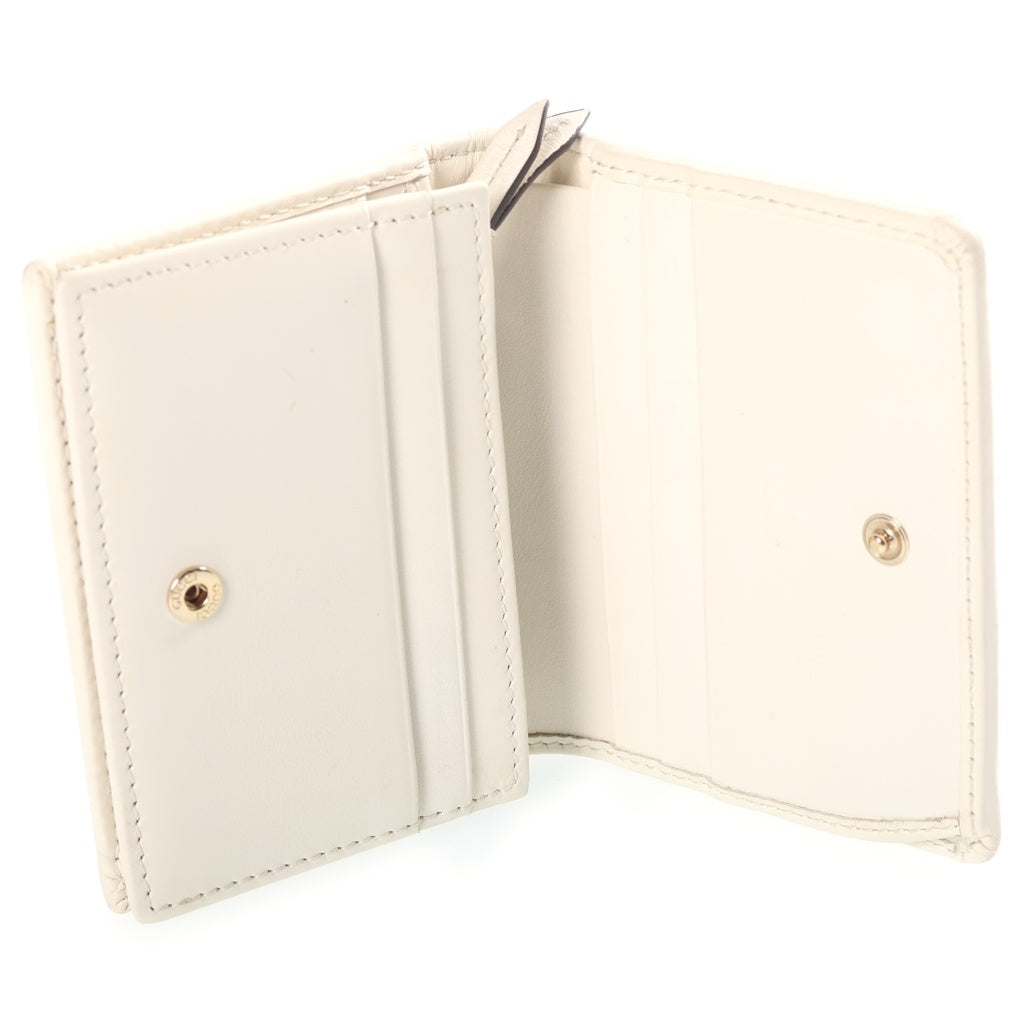 GUCCI(グッチ) GGエンブレム スモールウォレット 二つ折り財布 ホワイト レザー×PVC 820692 ゴールド金具 レディース
