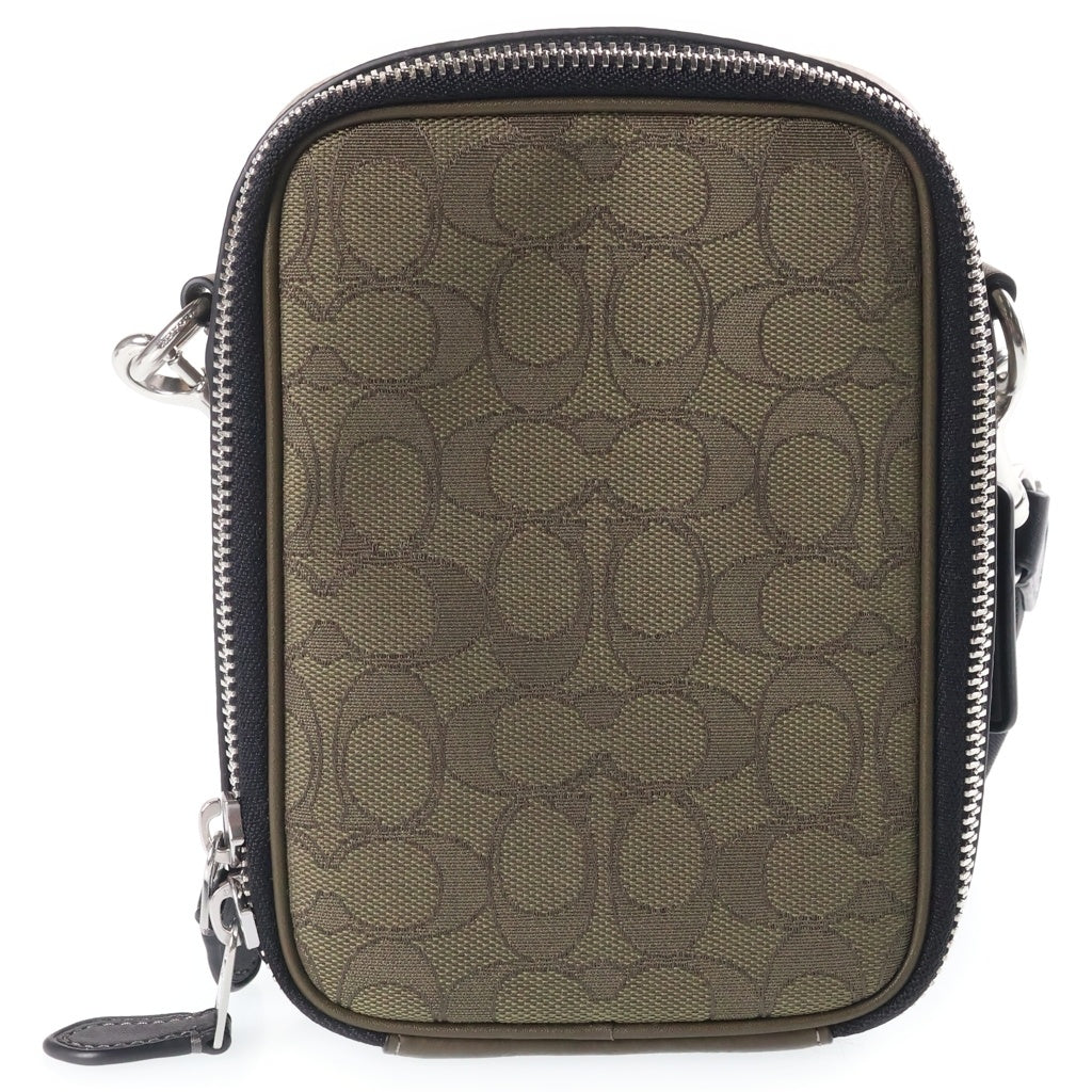 COACH(コーチ) シグネチャー スタントン ショルダーバッグ キャンバス×レザー カーキ×ブラック D2357-CH097 レディース