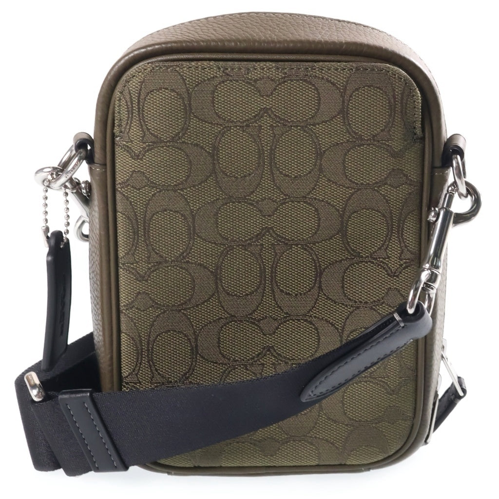 COACH(コーチ) シグネチャー スタントン ショルダーバッグ キャンバス×レザー カーキ×ブラック D2357-CH097 レディース
