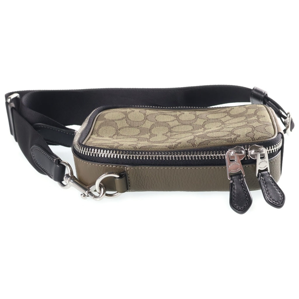 COACH(コーチ) シグネチャー スタントン ショルダーバッグ キャンバス×レザー カーキ×ブラック D2357-CH097 レディース