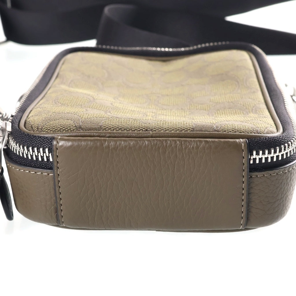 COACH(コーチ) シグネチャー スタントン ショルダーバッグ キャンバス×レザー カーキ×ブラック D2357-CH097 レディース