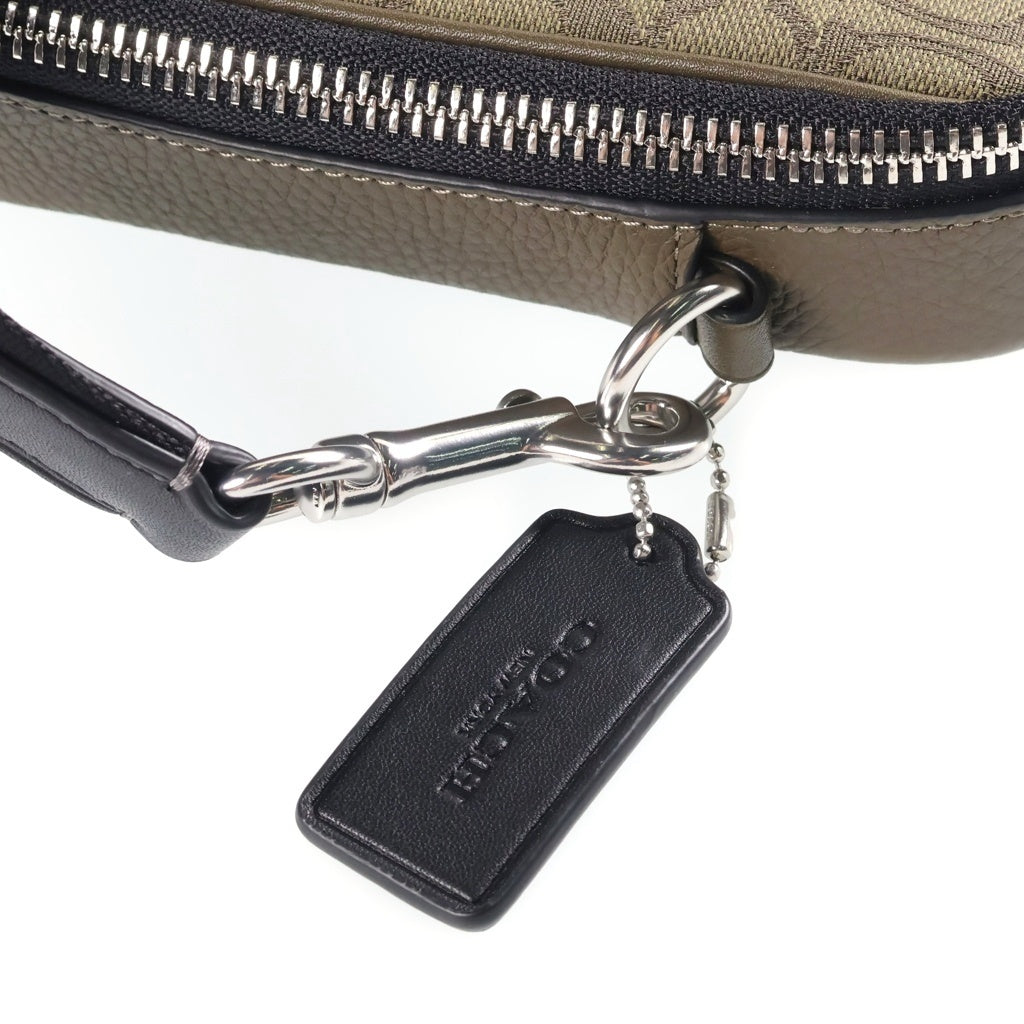 COACH(コーチ) シグネチャー スタントン ショルダーバッグ キャンバス×レザー カーキ×ブラック D2357-CH097 レディース