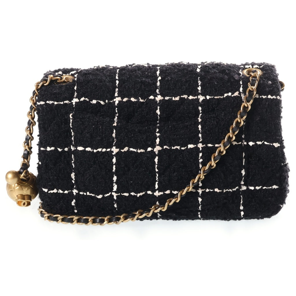 CHANEL(シャネル) ミニマトラッセ20 ツイード チェーンショルダーバッグ ゴールド金具 ブラック A69900 レディース