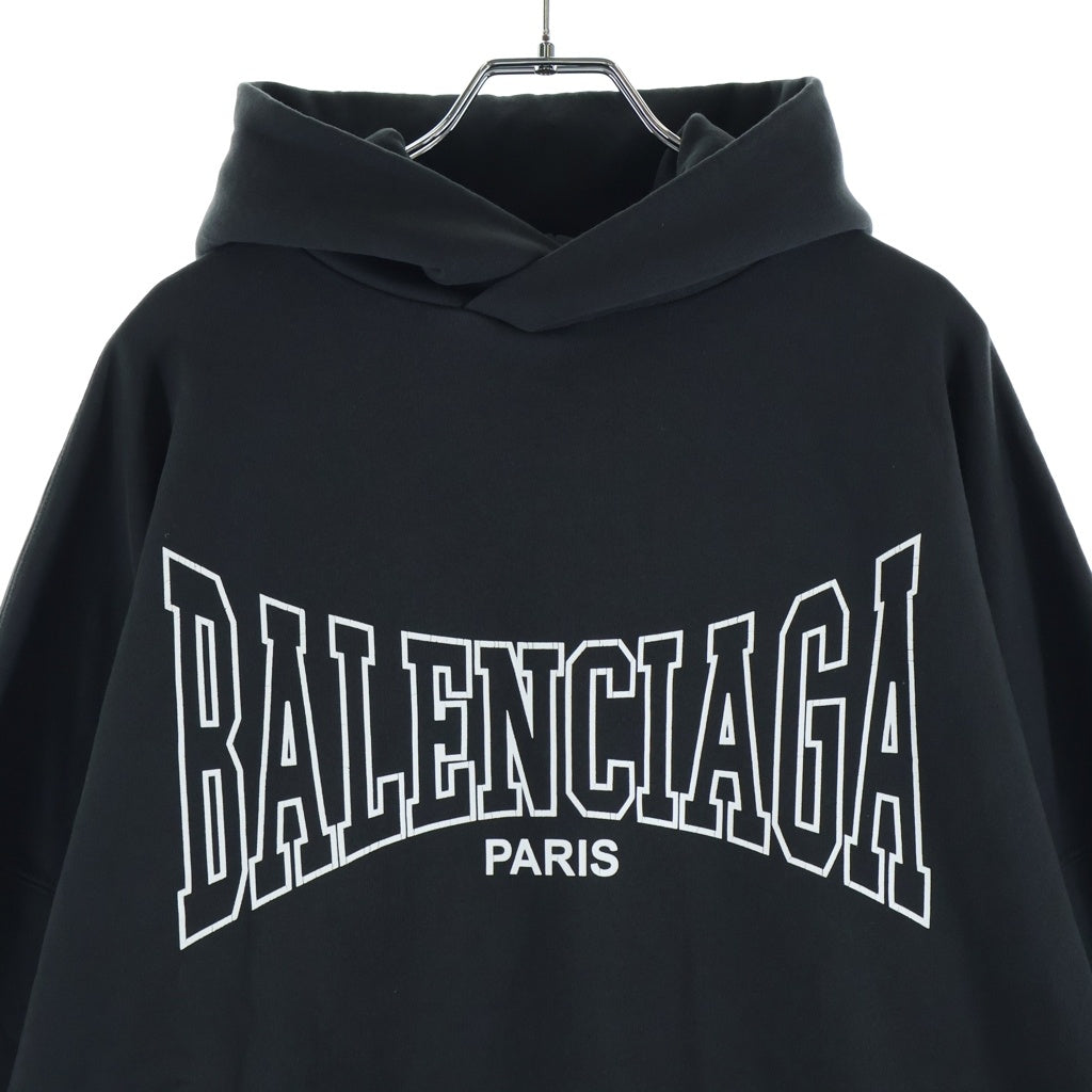 BALENCIAGA(バレンシアガ) Large Fit Hoodie ラージ フィット フーディー プリント プルオーバーパーカー コットン ブラック 803265