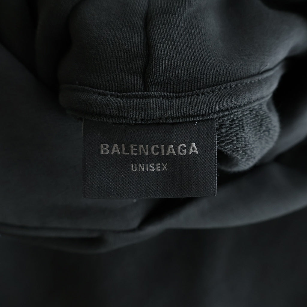 BALENCIAGA(バレンシアガ) Large Fit Hoodie ラージ フィット フーディー プリント プルオーバーパーカー コットン ブラック 803265