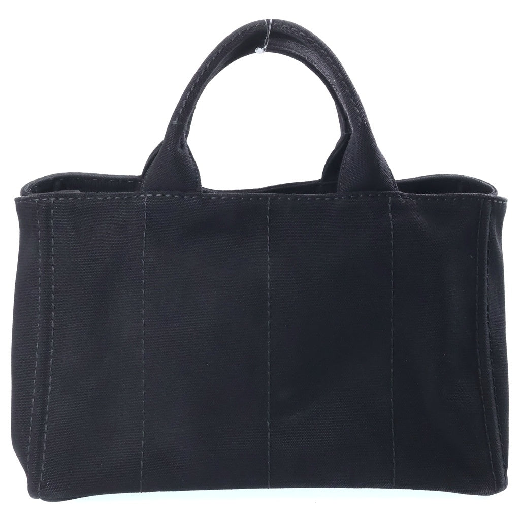 PRADA(プラダ) カナパ トライアングルロゴプレート キャンバス 2WAY ハンド ショルダー トートバッグ ブラック ゴールド金具 1BG642 レディース