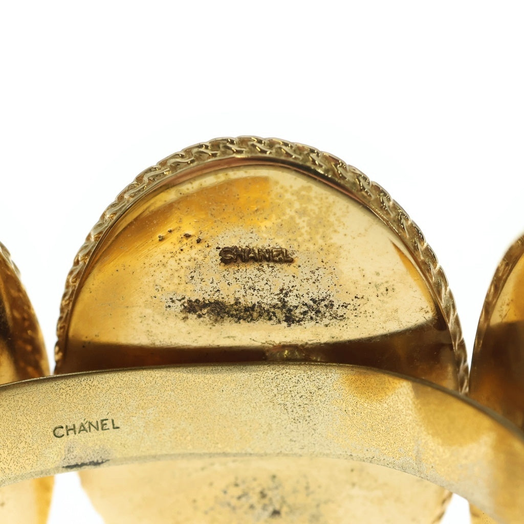 CHANEL(シャネル) ヴィンテージ ココシャネルモチーフ 4連カメオブレスレット バングル ブラック×ゴールド レディース