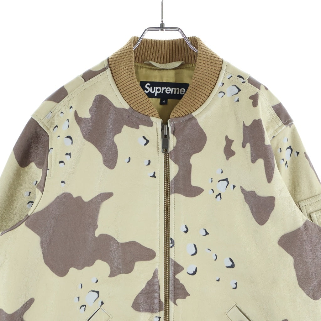 SUPREME(シュプリーム) 17SS Leather MA-1 Jacket Desert Camo レザージャケット ライダース カモ柄 ベージュ