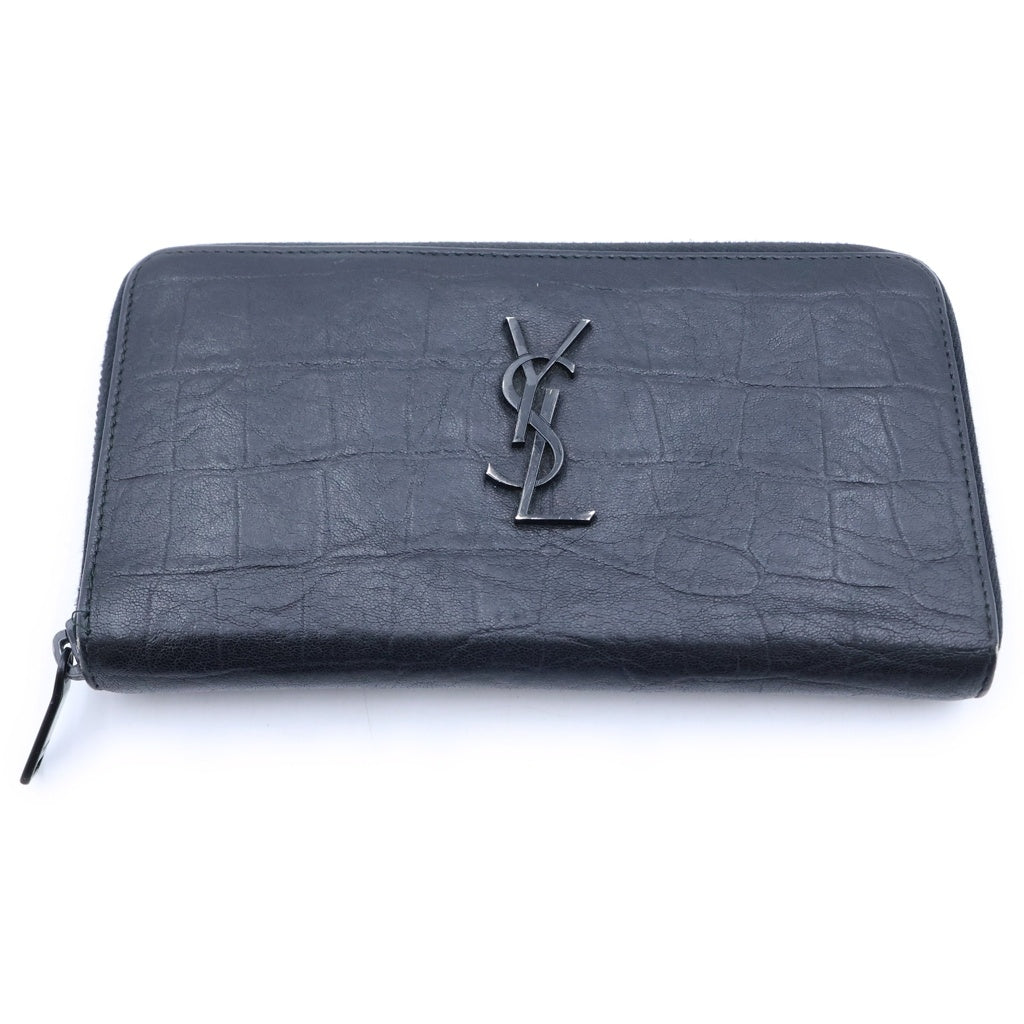 SAINT LAURENT PARIS(サンローランパリ) LEATHER ROUND ZIPPER LONG WALLET レザー ラウンドジッパー 長財布 ブラック