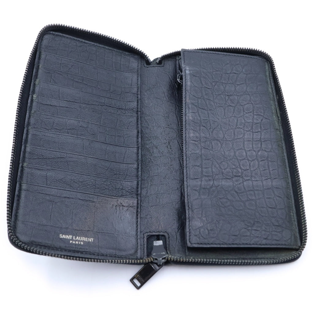 SAINT LAURENT PARIS(サンローランパリ) LEATHER ROUND ZIPPER LONG WALLET レザー ラウンドジッパー 長財布 ブラック
