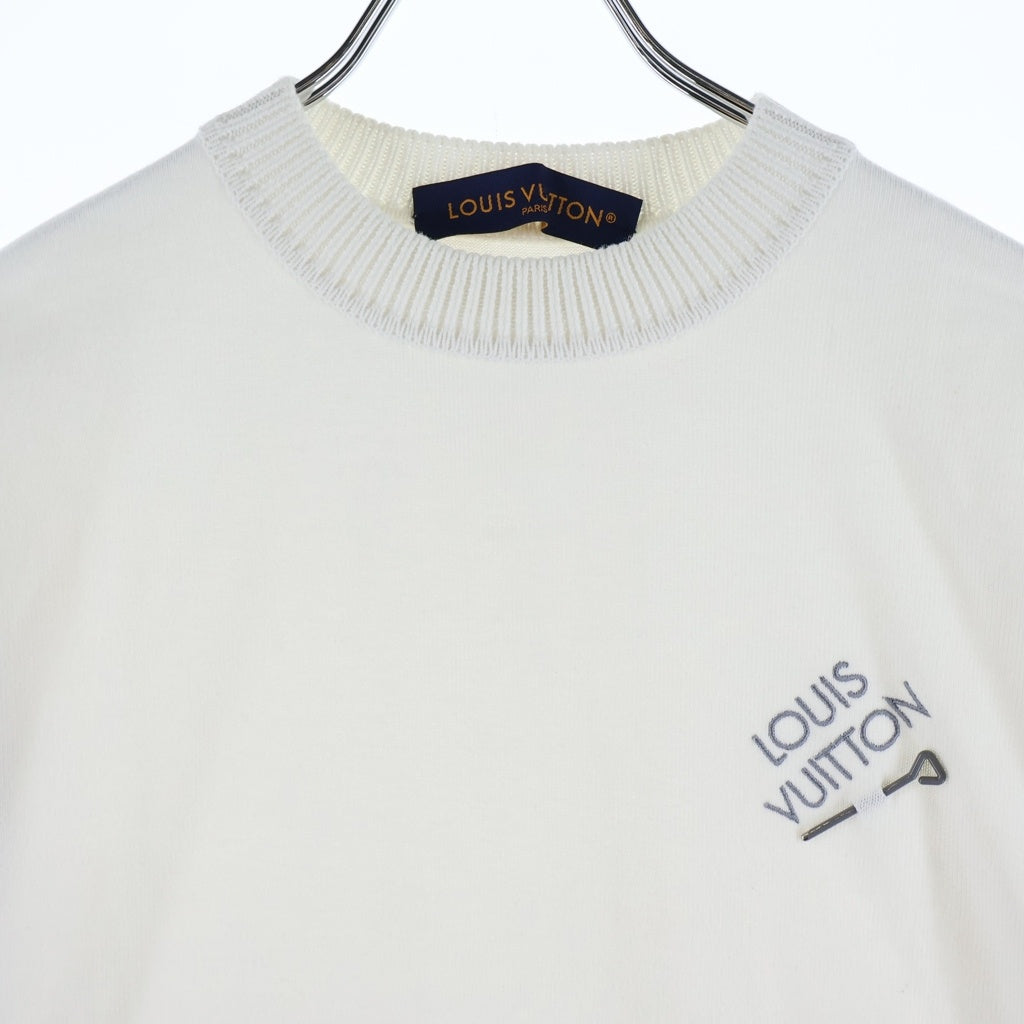 LOUIS VUITTON(ルイヴィトン) シグネチャーショートスリーブTシャツ ロゴ刺繍 半袖カットソー ホワイト RM241Q OY8 HNN42W