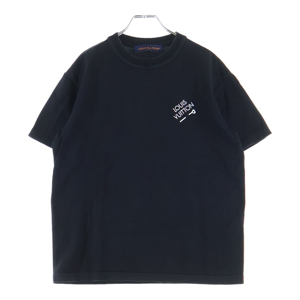 LOUIS VUITTON(ルイヴィトン) シグネチャーショートスリーブTシャツ ロゴ刺繍 半袖カットソー ブラック RM241Q OY8 HNN42W