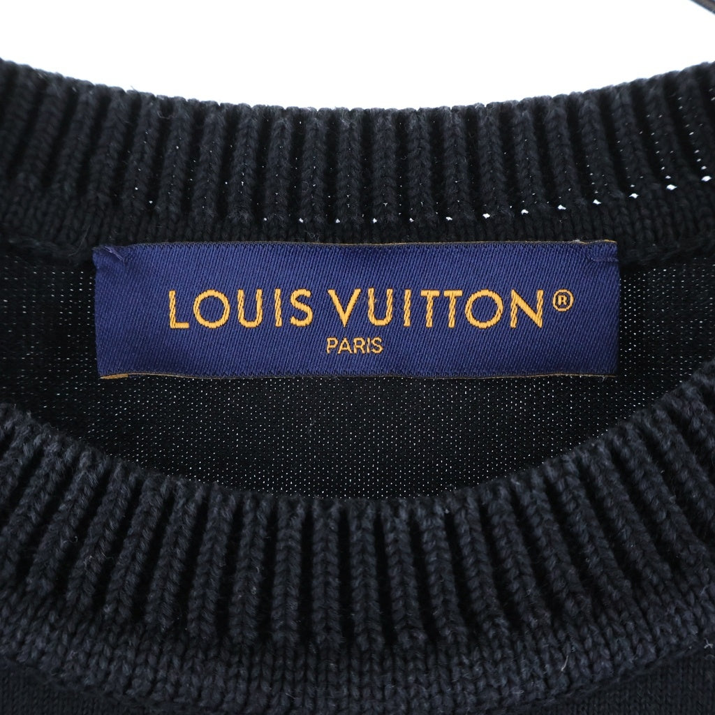 LOUIS VUITTON(ルイヴィトン) シグネチャーショートスリーブTシャツ ロゴ刺繍 半袖カットソー ブラック RM241Q OY8 HNN42W
