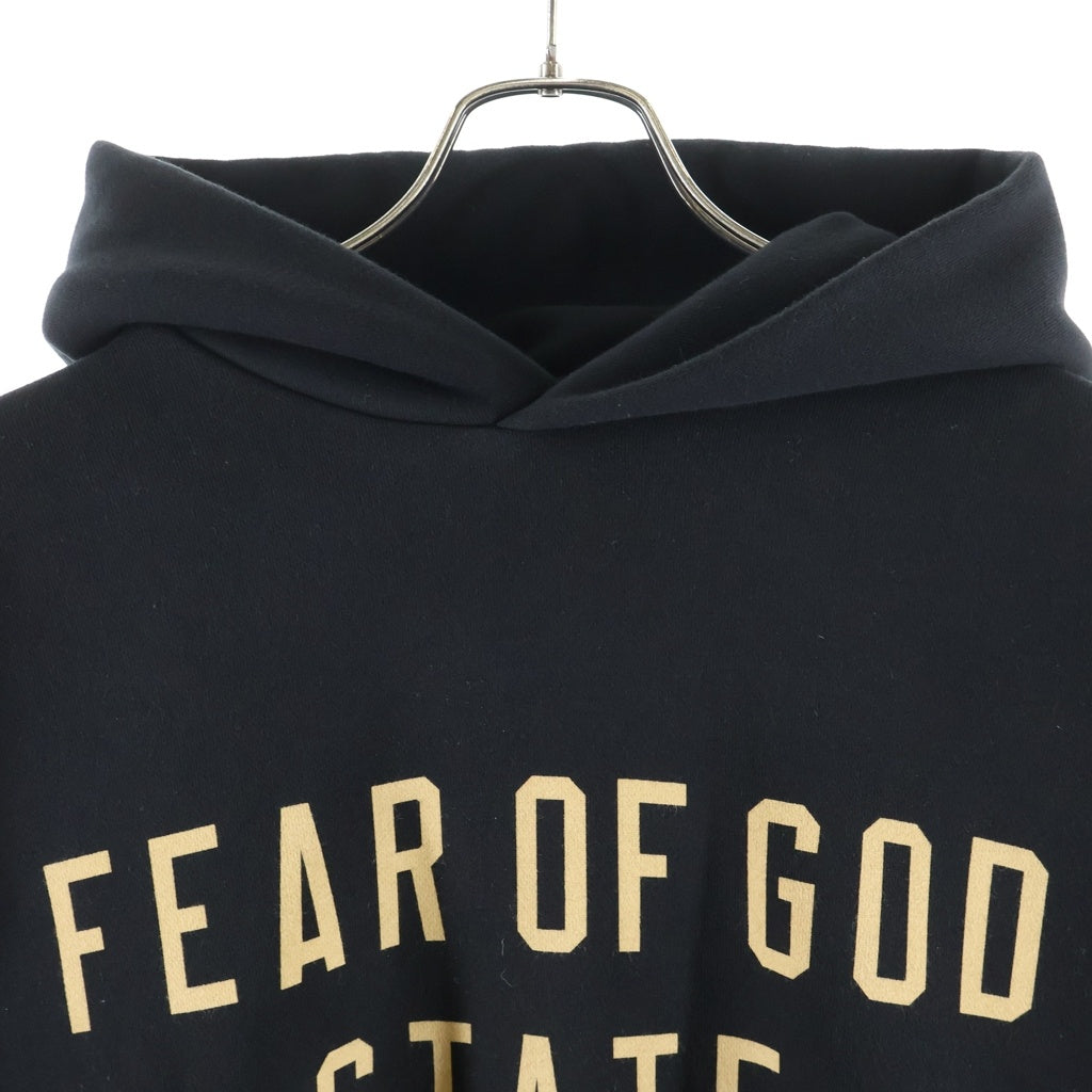 FEAR OF GOD ESSENTIALS(フィアオブゴッド エッセンシャルズ) ロゴプリント フリース プルオーバーフーディーパーカー ブラック