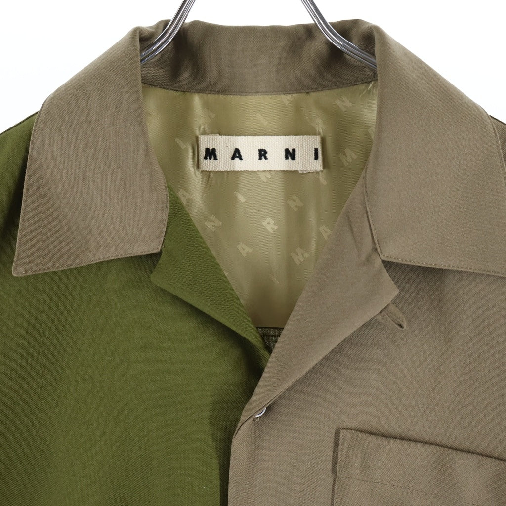 MARNI(マルニ) 22SS MA BOWLING SHIRT CUMU0213QU バイカラー ボウリングシャツ 半袖開襟シャツ カーキ