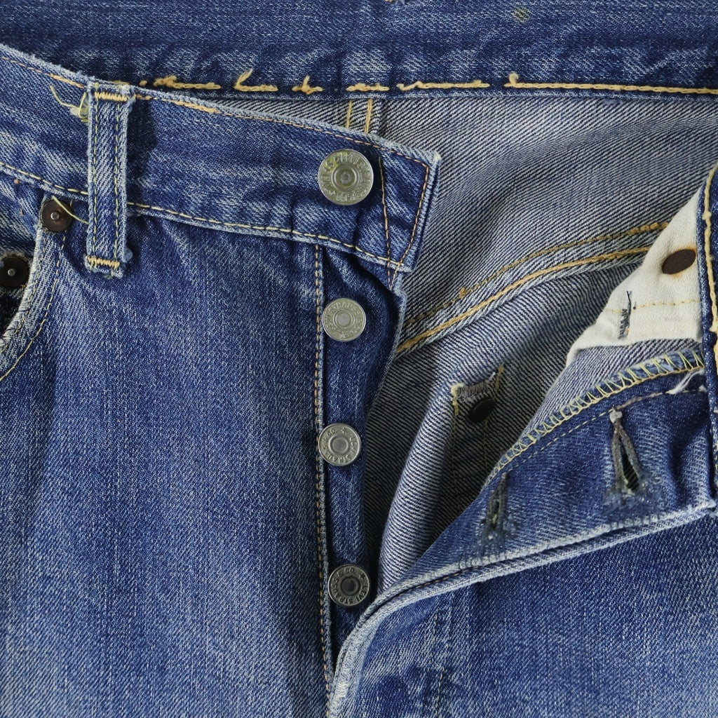 Levi's(リーバイス) 50S 501XX 53model ボタン裏無 オフセット 両面BIGE 足長R ボタンフライデニムパンツ インディゴ