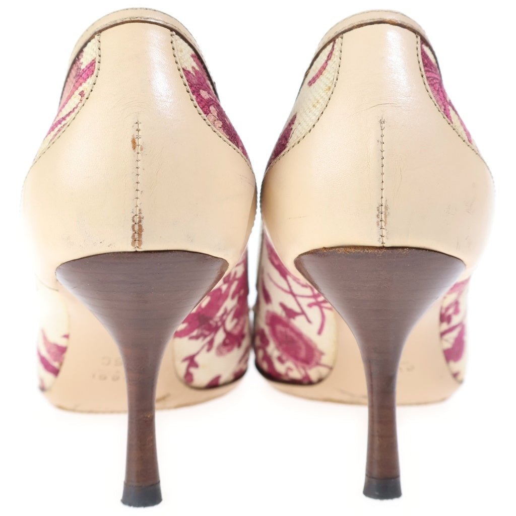 GUCCI(グッチ) HORSE BIT FLOWER PATTERN PUMPS ホースビット 花柄 パンプス ベージュ レディース