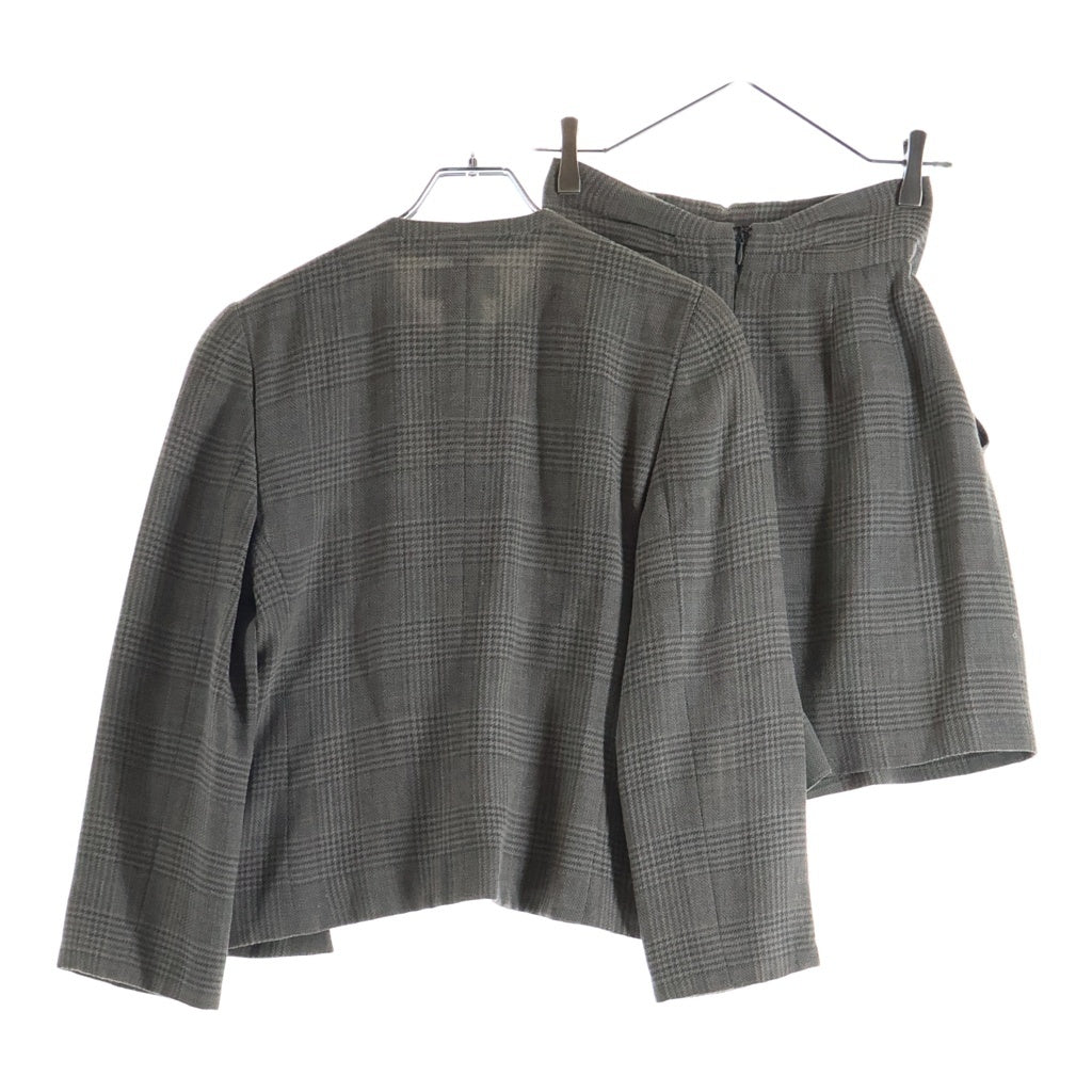 NO BRAND(ノーブランド) SALA ABITO CHECK PATTERN MINI SKIRT JACKET SET UP 総チェック柄 セットアップ ミニスカート ジャケット ベージュ レディース