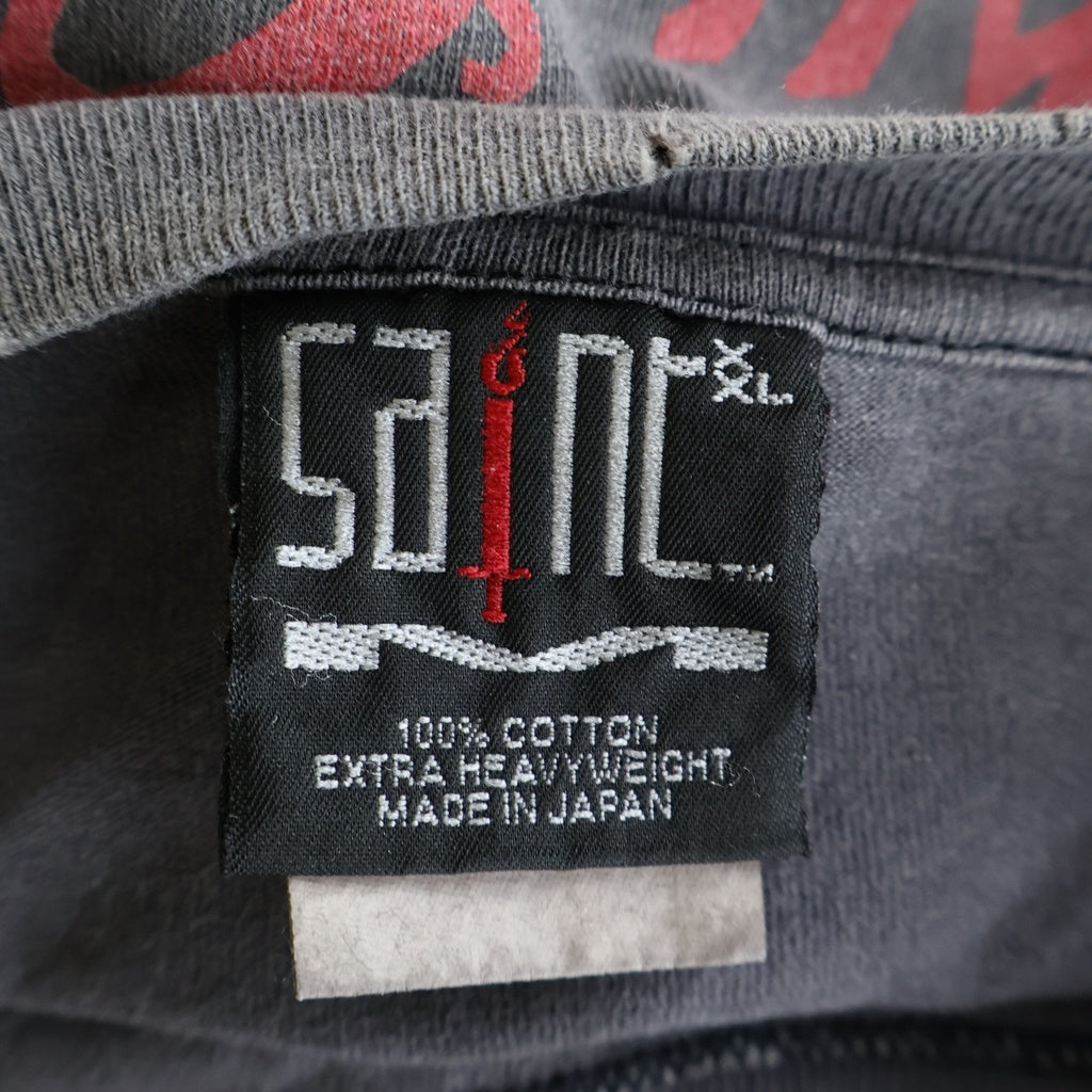 SAINT MICHAEL(セントマイケル) 24SS SS TEE MAGICAL SAINT マジカルセント ダメージ加工 半袖Tシャツ グレー SM-YS8-0000-006