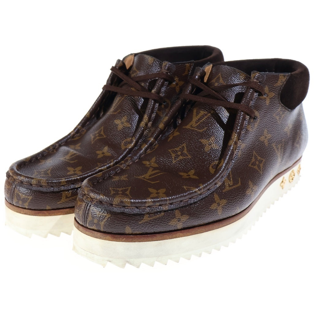 LOUIS VUITTON(ルイヴィトン) ×NIGO LVモッズ・ライン アンクルブーツ モノグラム キャンバス レザー チャッカブーツ ハイカットシューズ ブラウン/ホワイト 1A81E8