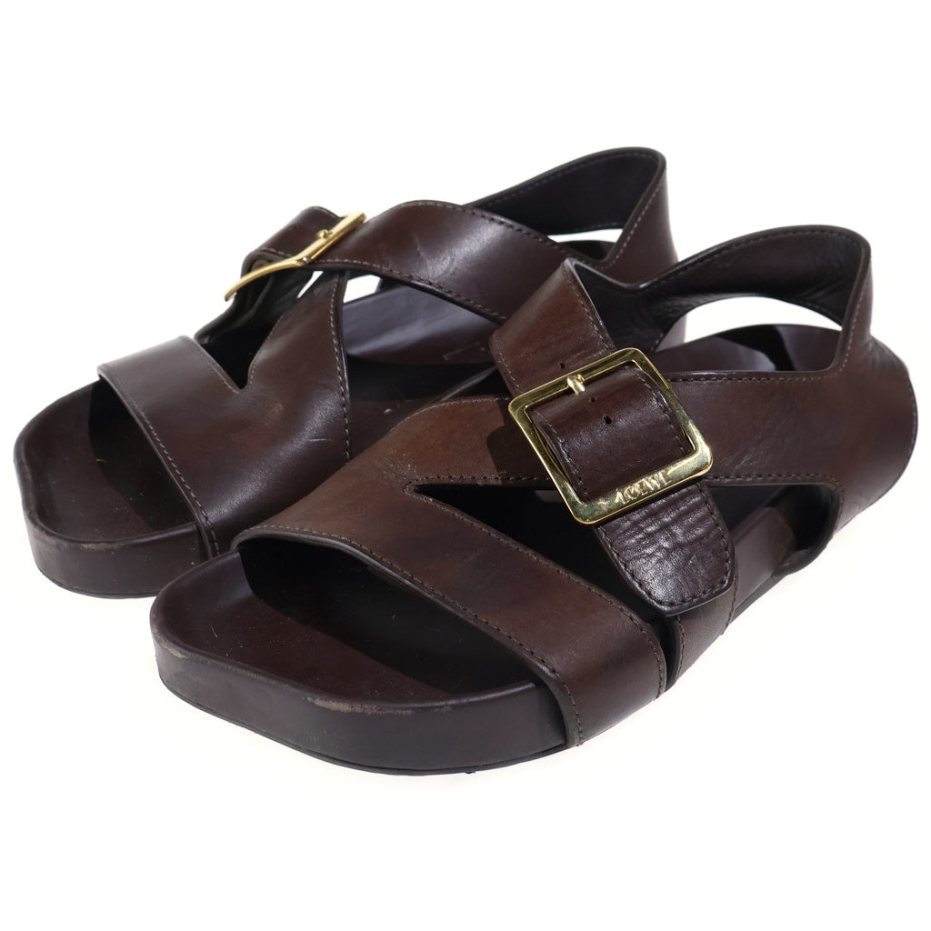 LOEWE(ロエベ) EASE SANDAL BUCKLE イーズバックル レザーサンダル ブラウン MLSS465X01